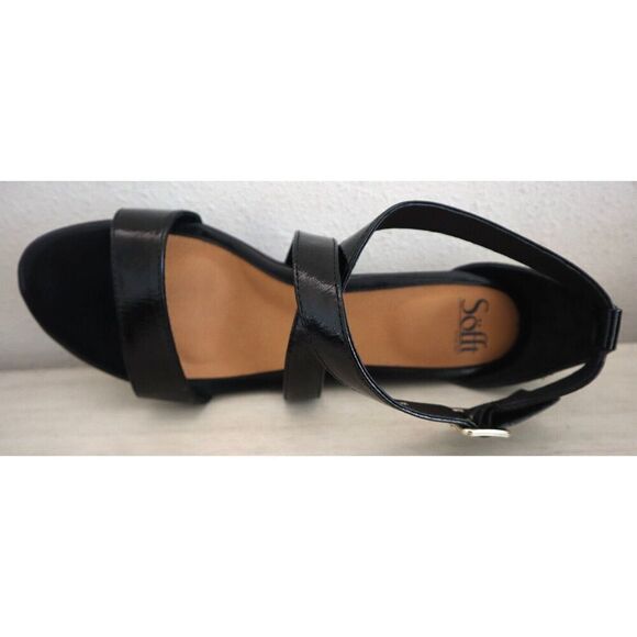 Söfft SF0001311 Women's Sz 11M Black Crinkle Patent Innis Wedge Sandals - Picture 6 of 10